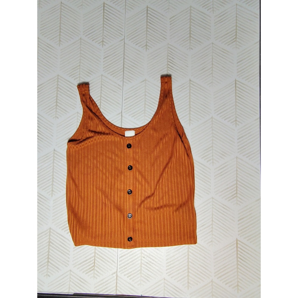 HM Womens Burnt Orange Ribbed Knit Button Front Tank Top Size M